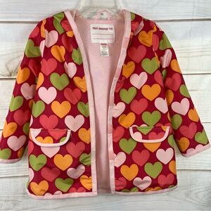 Girls Gymboree Lined Raincoat/Rain Jacket Hearts Velcro Raspberry  Pink 5-6